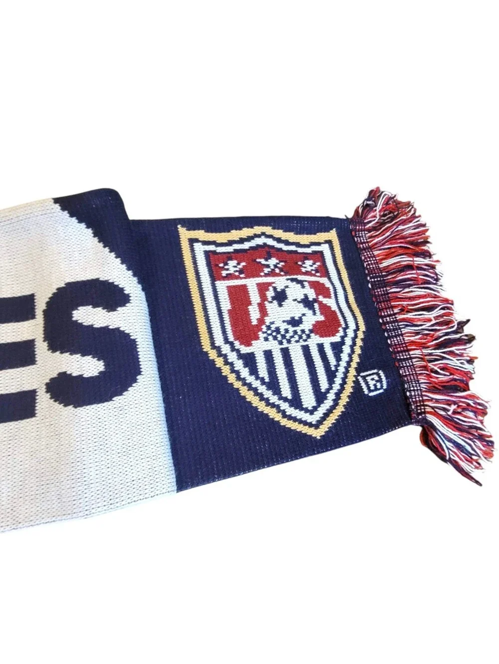 United States Soccer Supporter Scarf Double Sided Knit Fan Gear Red White Blue